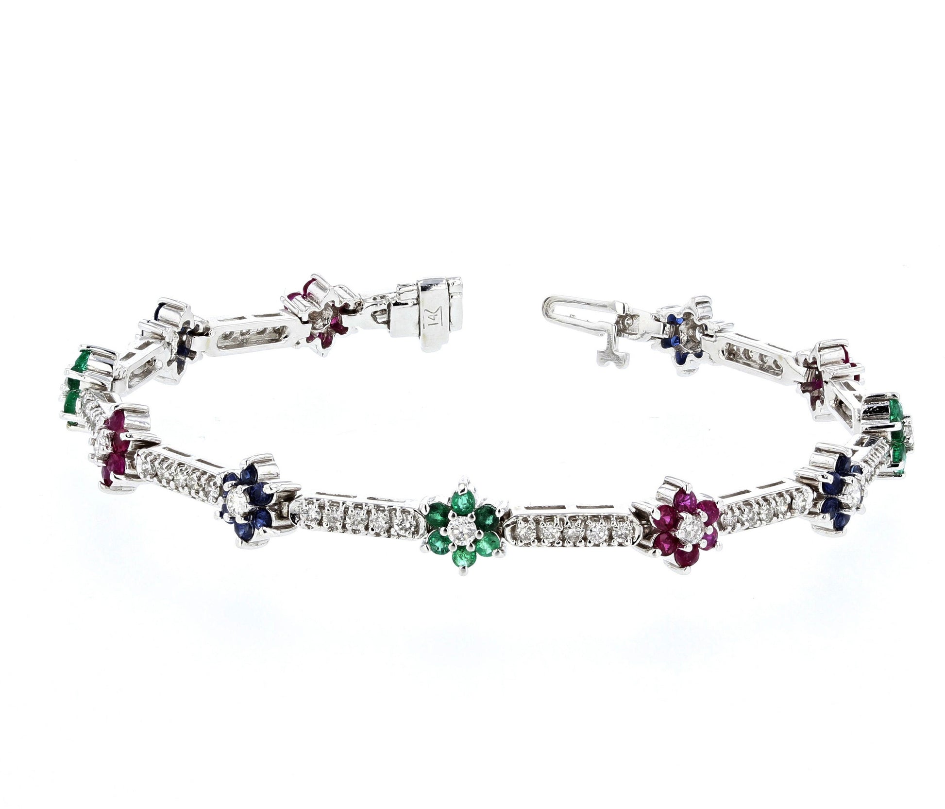  Color Stone White Gold Color Stone Flower bracelet