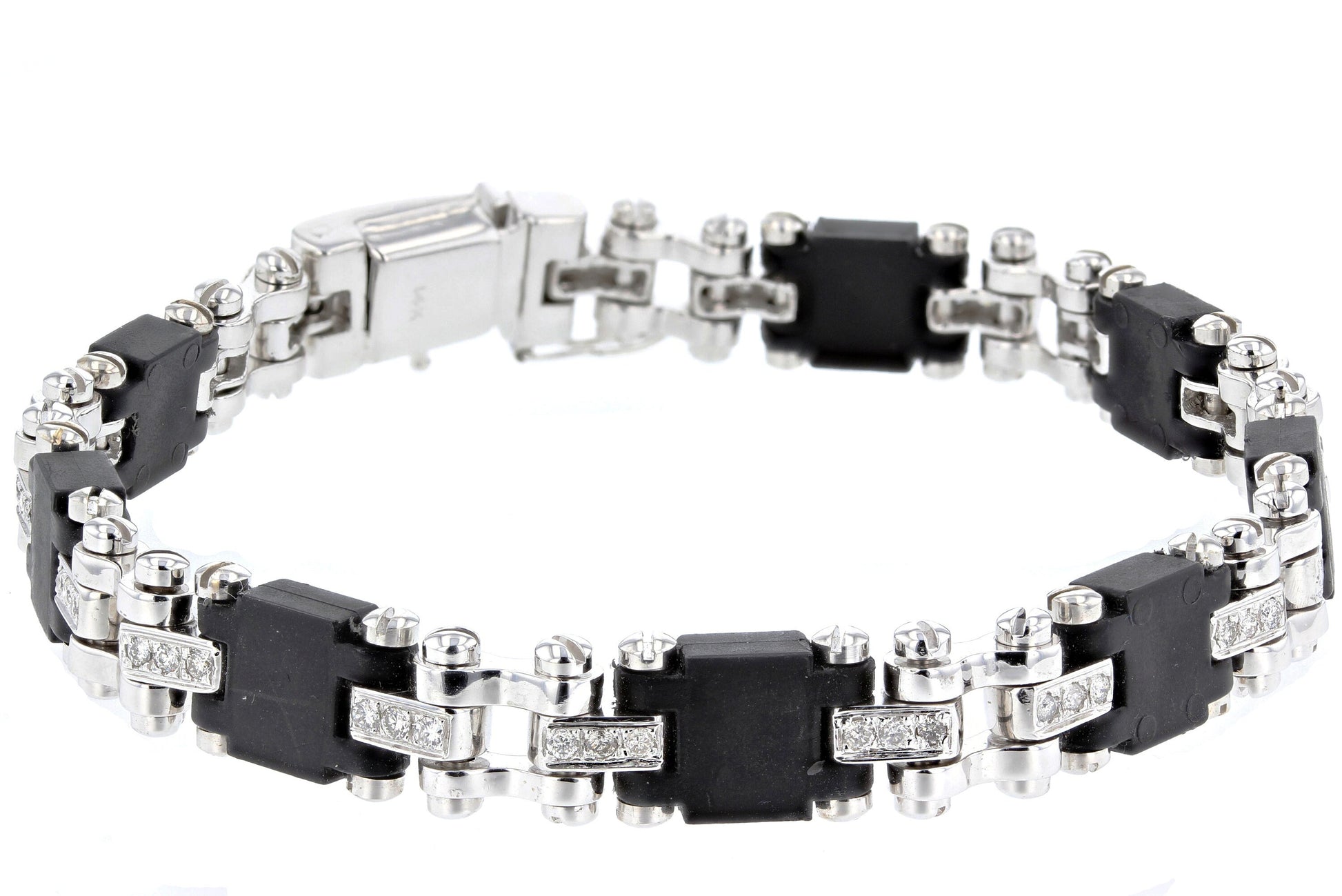 Bar & Black Rubber White Men's  Gold  bracelet
