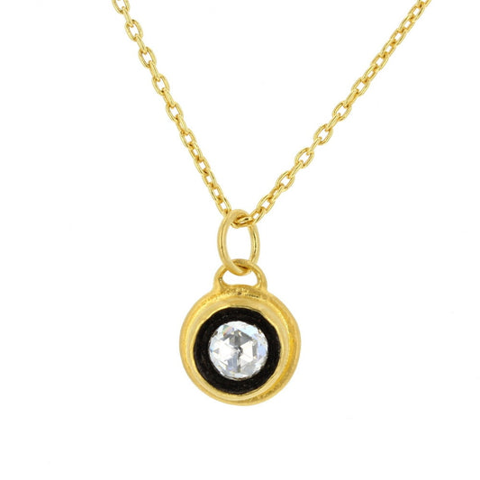 24 KT Gold Layered  Pendant Necklace with Old-Cut Diamond