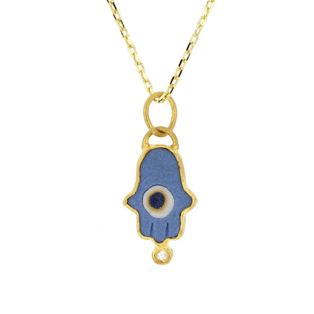 24K Layered Silver Evil Eye Hand of God Pendant