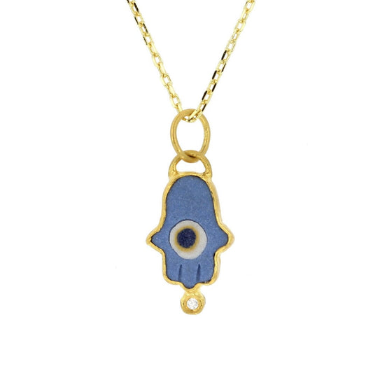 24K Layered Silver Evil Eye Hand of God Pendant
