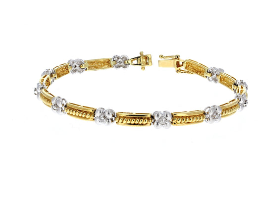 Flower Yellow & White Gold  bracelet