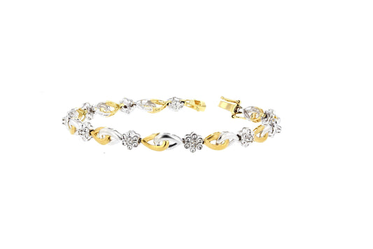  Yellow & White Gold  Flower bracelet