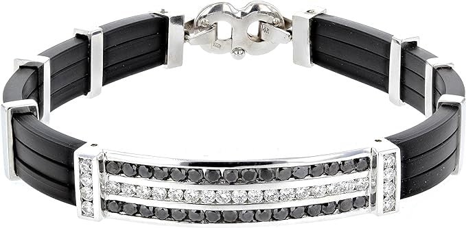 ID Bar & Black Rubber White Men's  Gold  bracelet